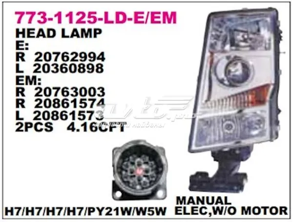 Reflektor lewy 7731125LLDEMN Depo/Loro/Abakus