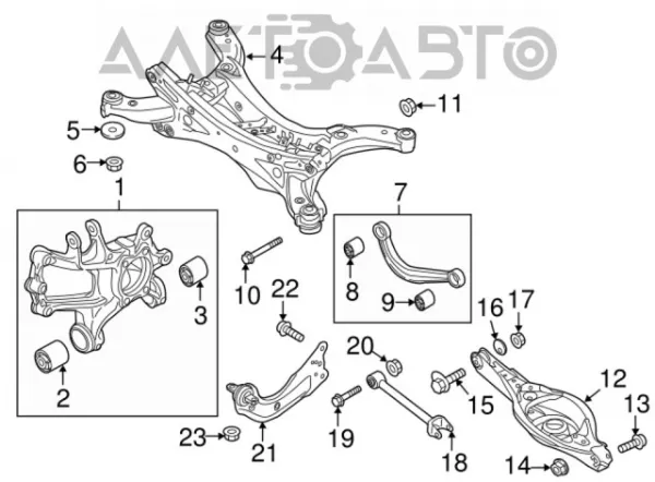 Wahacz poprzeczny zawieszenia tylnego lewy KB7W28550 Mazda