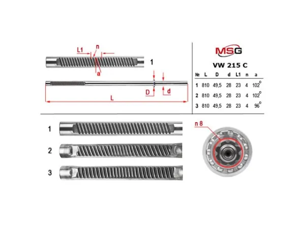 Listwa kierownicza (maglownica) VW215 MSG