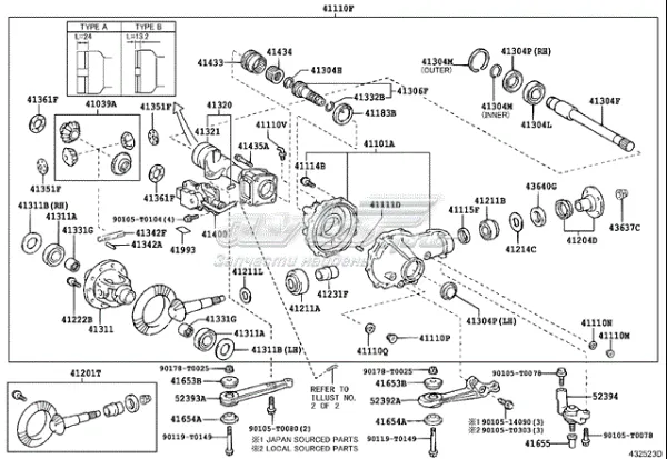 Łożysko końcówki mostu przedniego zewnętrzne 90366T0013 Toyota