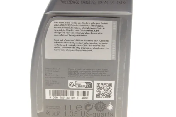 Olej do silnika 000989330911ABDE Mercedes