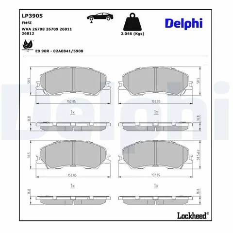 Klocki hamulcowe przednie tarczowe LP3905 Delphi